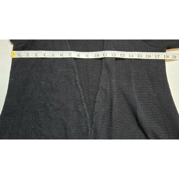 Talbots Petites Womens Open Front Cardigan Sweater Black Medium Cotton Open Knit - Picture 5 of 7